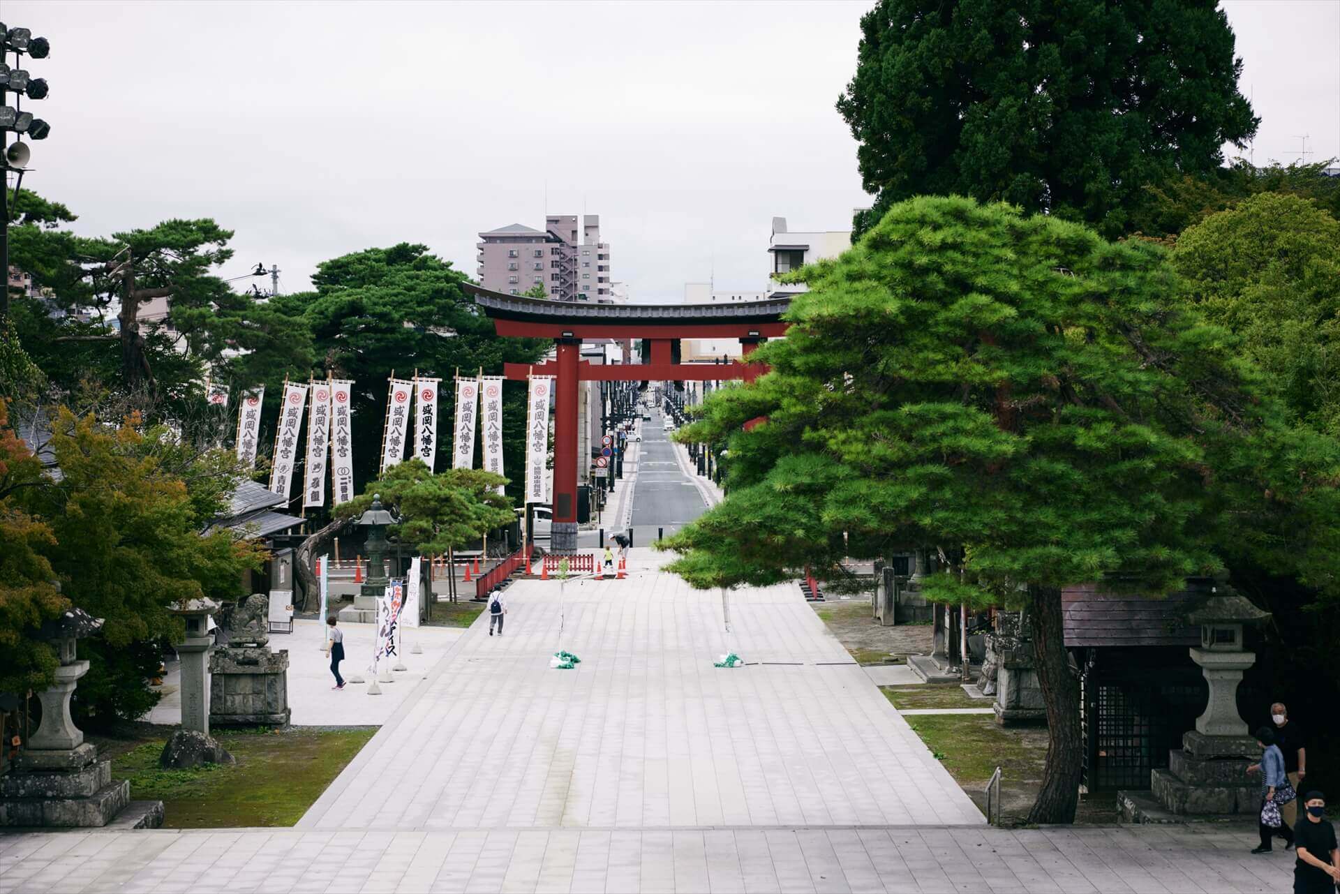 神社からまちなかを見る
